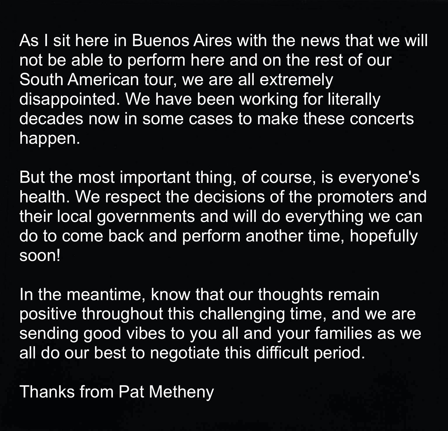 Santiago Fusión reprogramará shows de Pat Metheny, Gong y Riverside